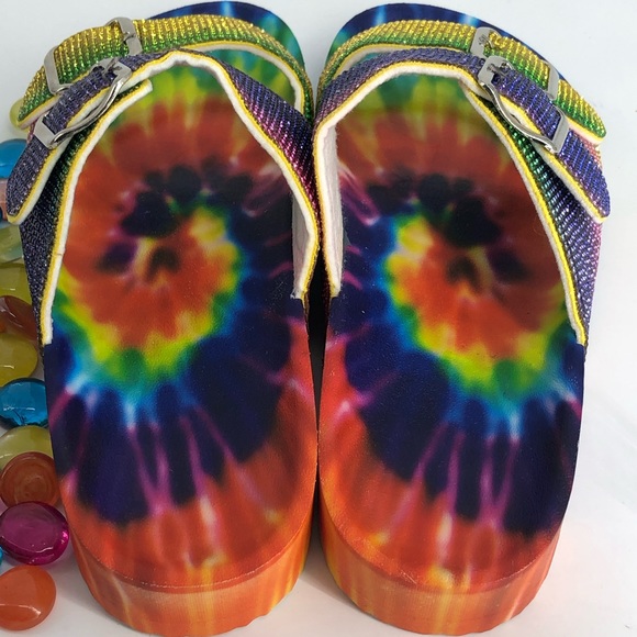 TIE DYE Embellished Double Buckle Sandals - Picture 4 of 7